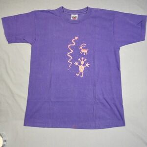 Vintage Oneita Power-T Purple Graphic T-Shirt XL Made in USA Southwest Gecko